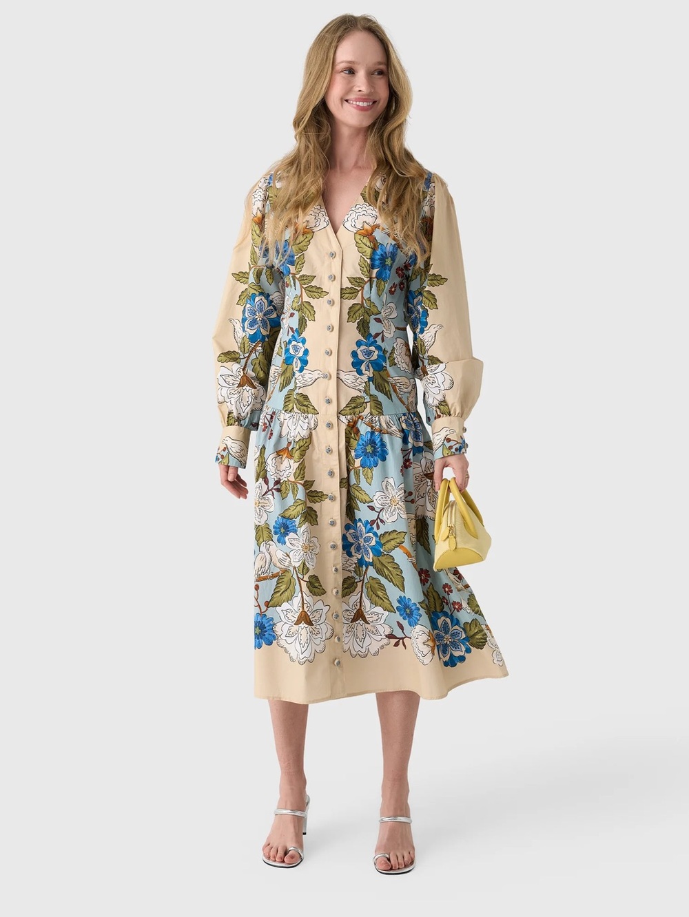 NWT Size XL - FARM RIO Sand Garden Scarf Organic 100% Cotton Midi Dress